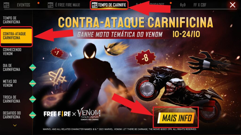 codigo para completar o evento do ff