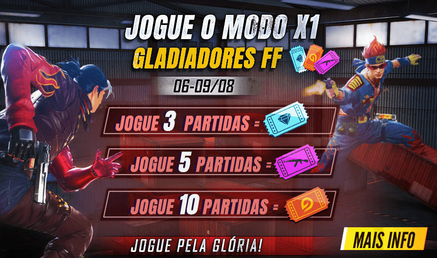 COMO JOGAR COM AMIGO GLADIADORES FF NO FREE FIRE NOVO MODO x1