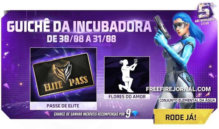 Cartão de Mudança de Nome com desconto no aniversário do Free Fire