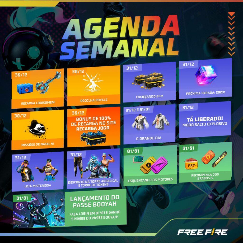 Free Fire: agenda semanal de 8 a 14 de dezembro com Bônus Especial e Recarga  de Elefante - CenárioMT