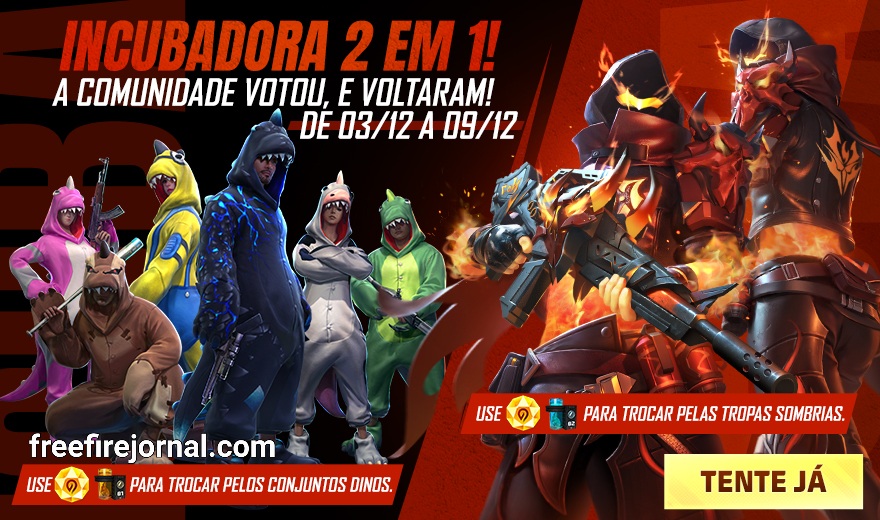 Free Fire: evento de recarga dá itens para Incubadora Tropas Sombrias, free  fire