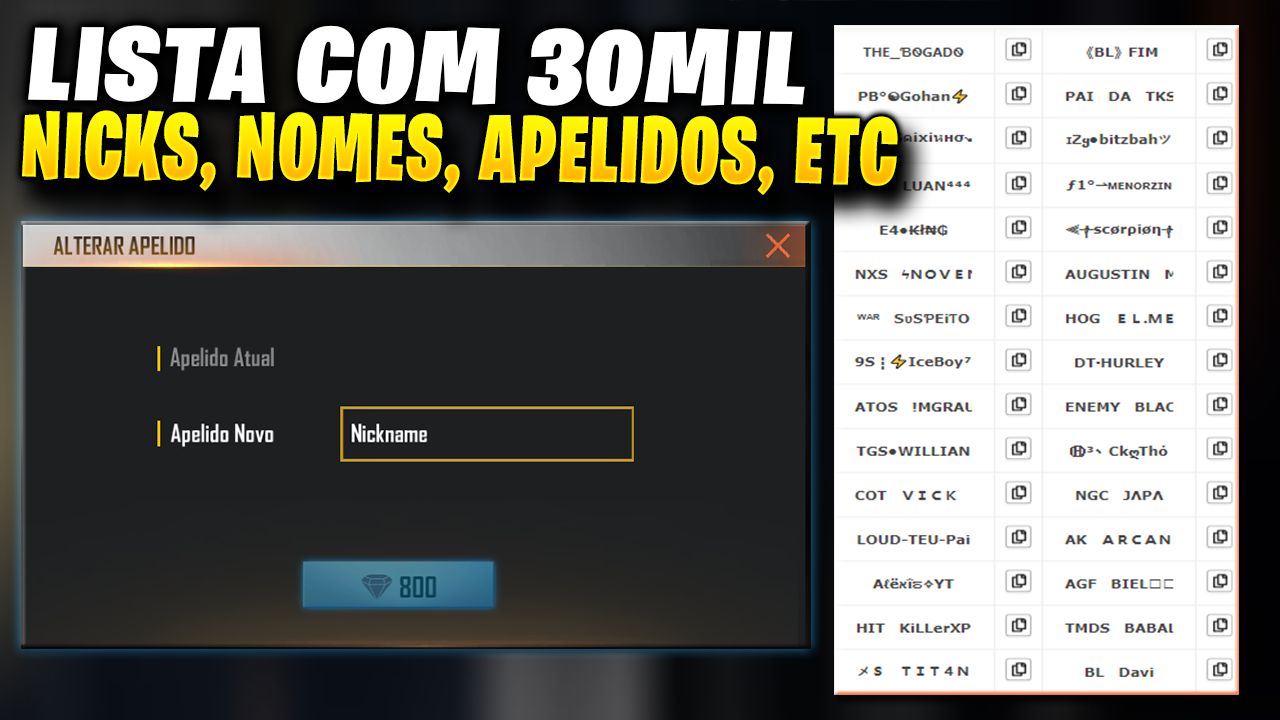 500 Dicas de Nicks e Nomes para Free Fire masculino e feminino