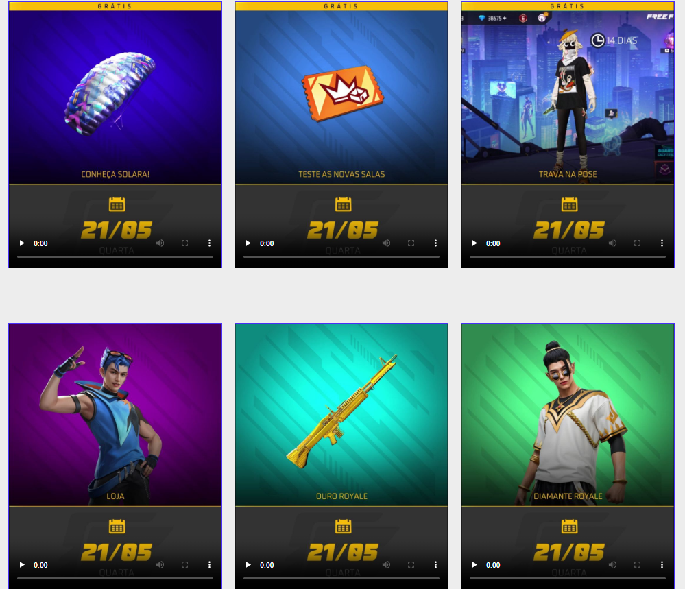 calendario semanal free fire