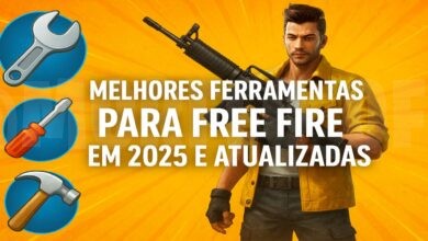imagem onde mostra um personagem e o titulo melhores ferramentas para free fire