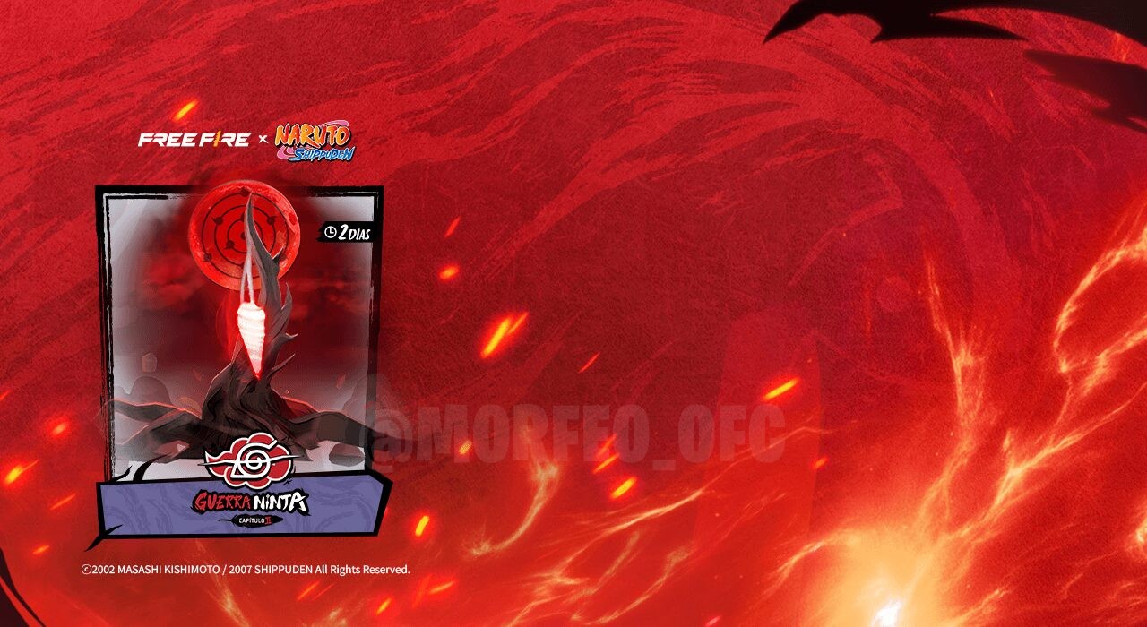 Imagem promocional do evento 'Inicia Sesion' de Free Fire, destacando a obtenção da skin MP40 Final Shot Infinite Tsukuyomi