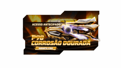 Imagem promocional do novo Escolha Royale no Free Fire, destacando itens exclusivos disponíveis. No centro, vemos a Asa Delt