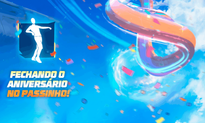 Imagem promocional do novo evento 'Passinho do Oitavo' no Free Fire. No centro, destaca-se um personagem em uma motinha, real