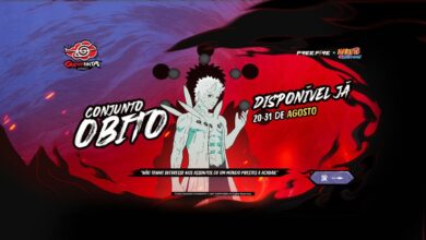 imagem mostra o conjunto obito que chega no free fire atraves do torre de tokens!