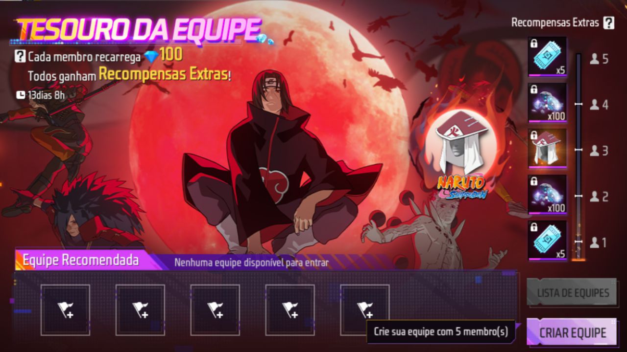 Ferramenta Tesouro da Equipe: Ganhe Chapéu do Hokage