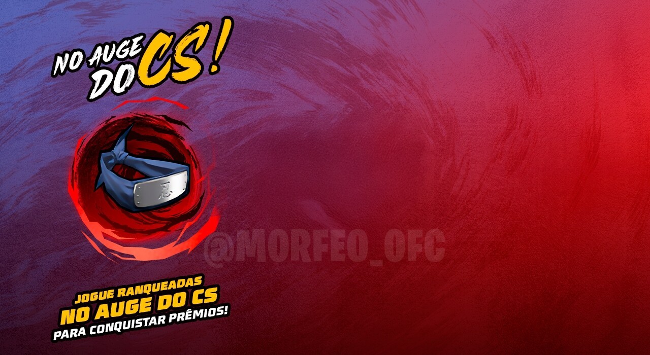 Imagem promocional do novo evento no auge do CS em Free Fire, destacando como ganhar o Token do Grande Ninja. A imagem mostra