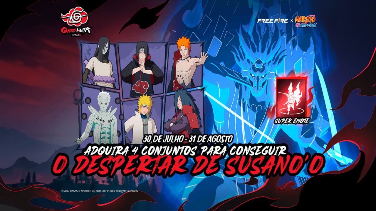 imagem mostra o evento o despertar de susano'o no free fire.