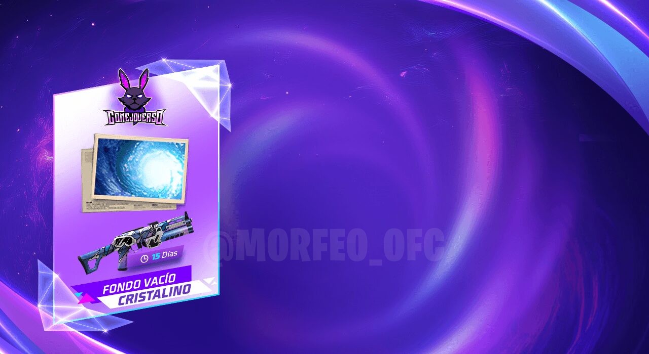 A imagem promove o evento 'El Conejoverso se Acerca' em Free Fire. No centro, destaca-se um coelho estilizado com elementos f