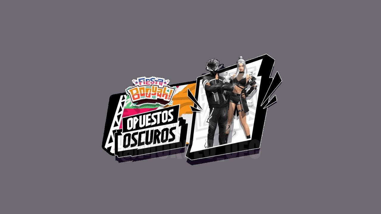 Imagem do novo evento de anel em Free Fire, destacando os bundles Dark Matter e Antimatter. A imagem mostra um personagem equ