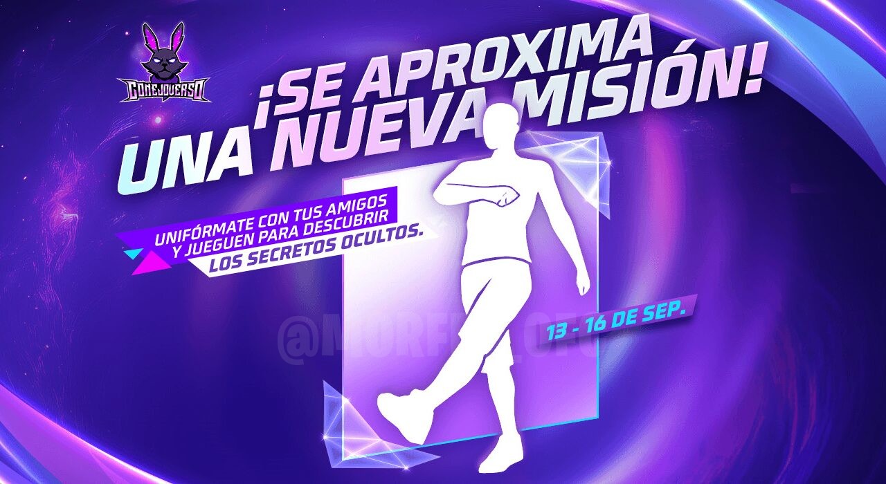 Imagem promocional do evento 'Início de Sessão do Coelho' em Free Fire. No centro, vemos um personagem com uma skin temáti