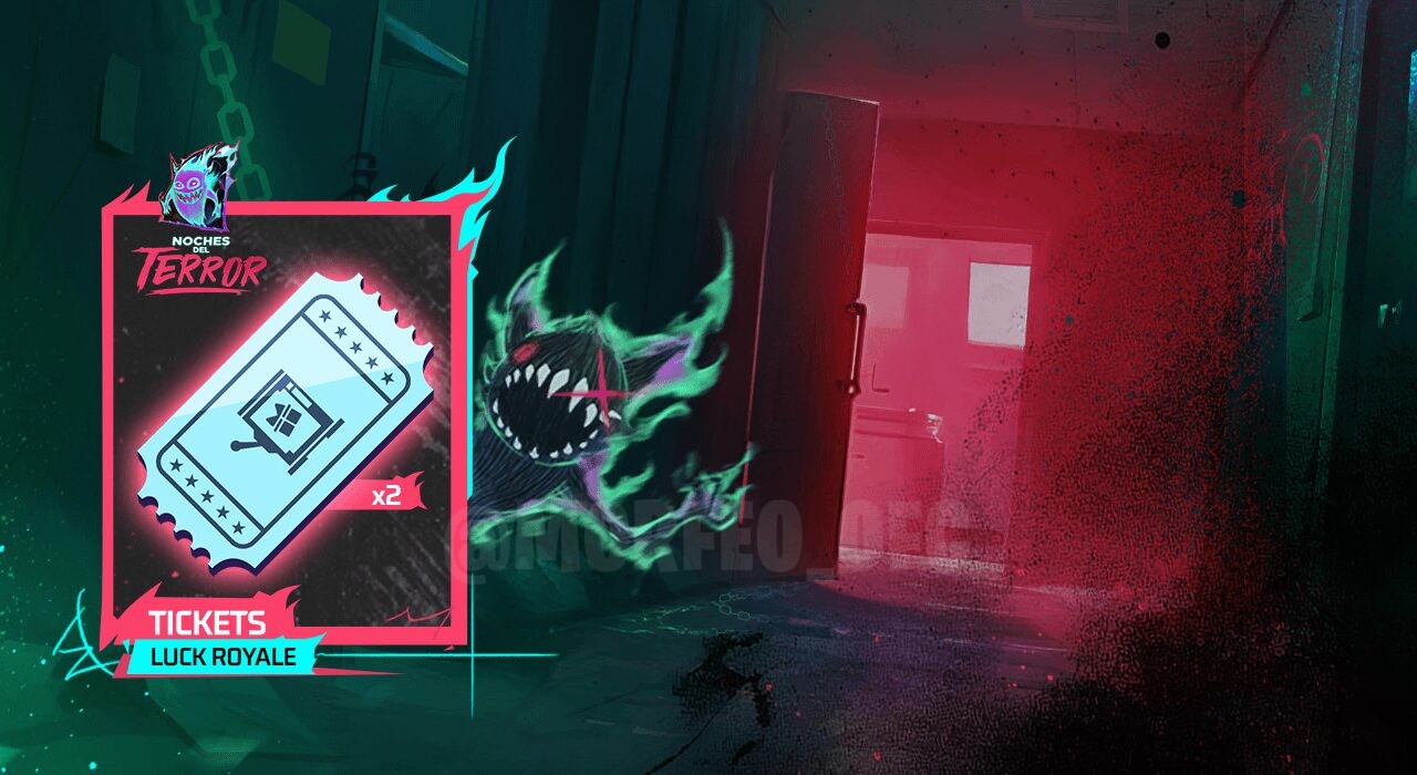 Imagem promocional do evento 'Terror na Classificatória' em Free Fire. No centro, destaca-se um personagem com uma máscara
