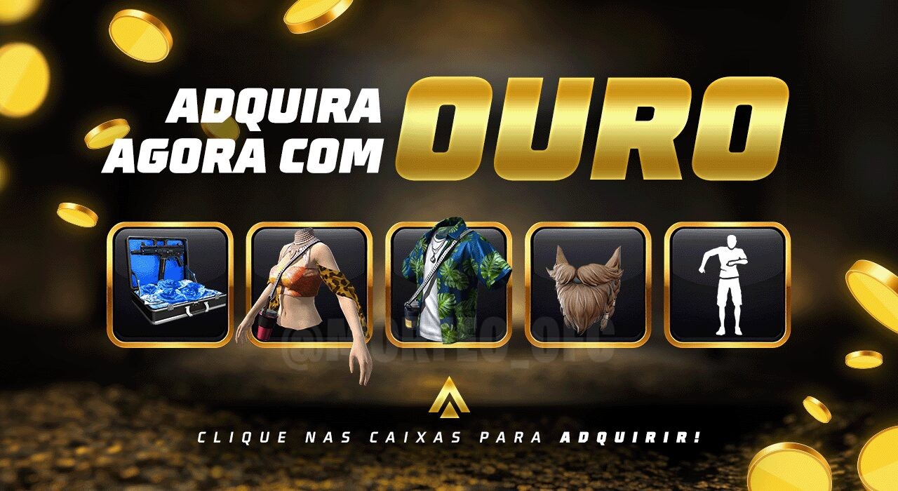 Imagem promocional do evento de Natal no Free Fire. No centro, destaca-se uma árvore de Natal decorada com ornamentos colori