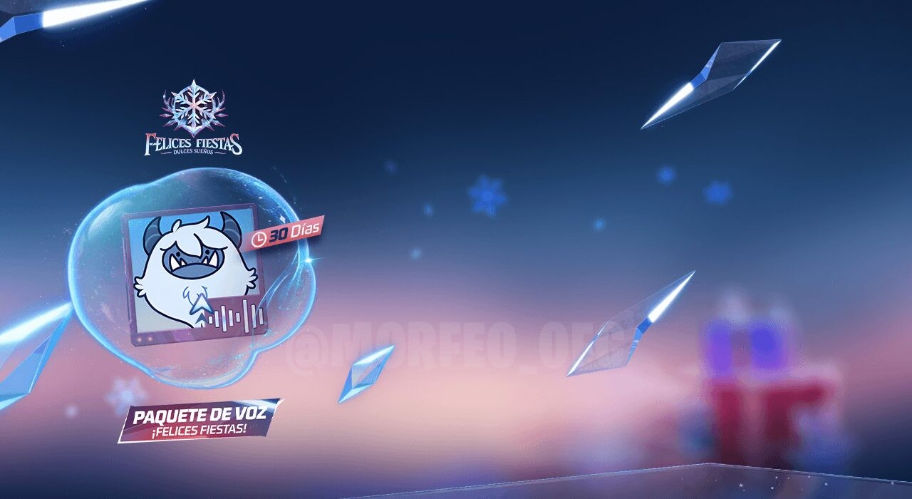 Imagem promocional do evento 'Llamado del Yeti' em Free Fire. No centro, destaca-se um personagem vestindo um traje temático