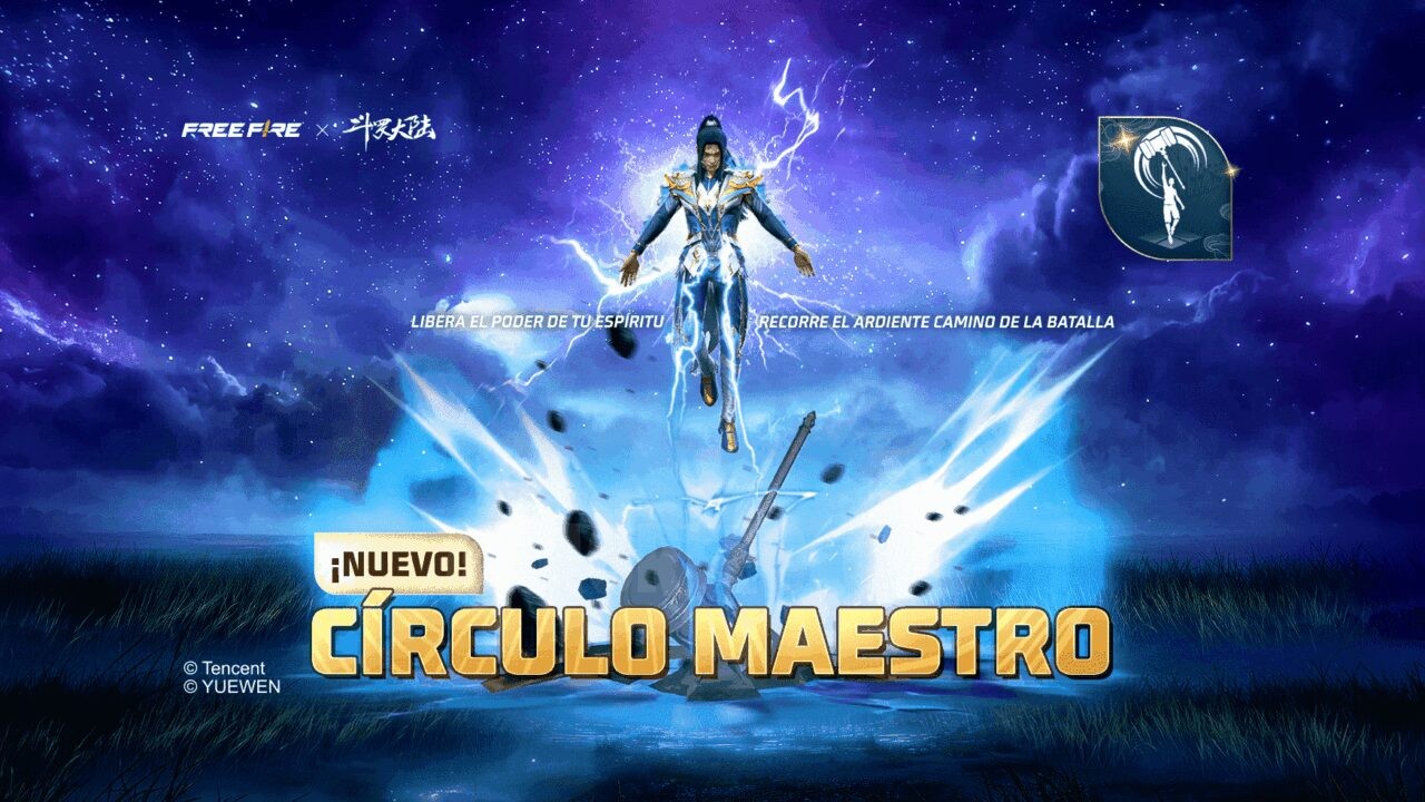 Imagem promocional do evento 'Roleta Mágica' em Free Fire. No centro, destaca-se a interface da roleta com cores vibrantes e