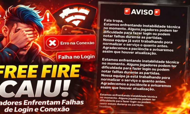 free fire caiu, servidor fora do ar.