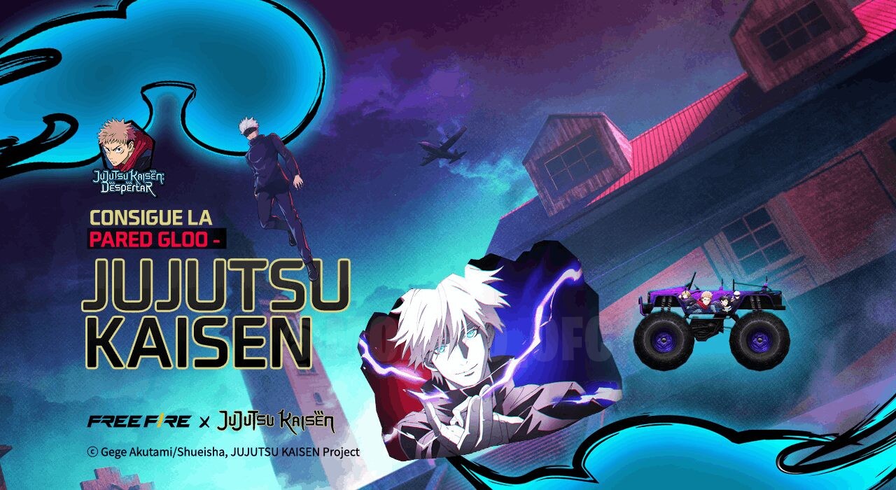 Imagem promocional do evento 'Al Infinito' em Free Fire, destacando um personagem estilizado com uma expressão de surpresa.