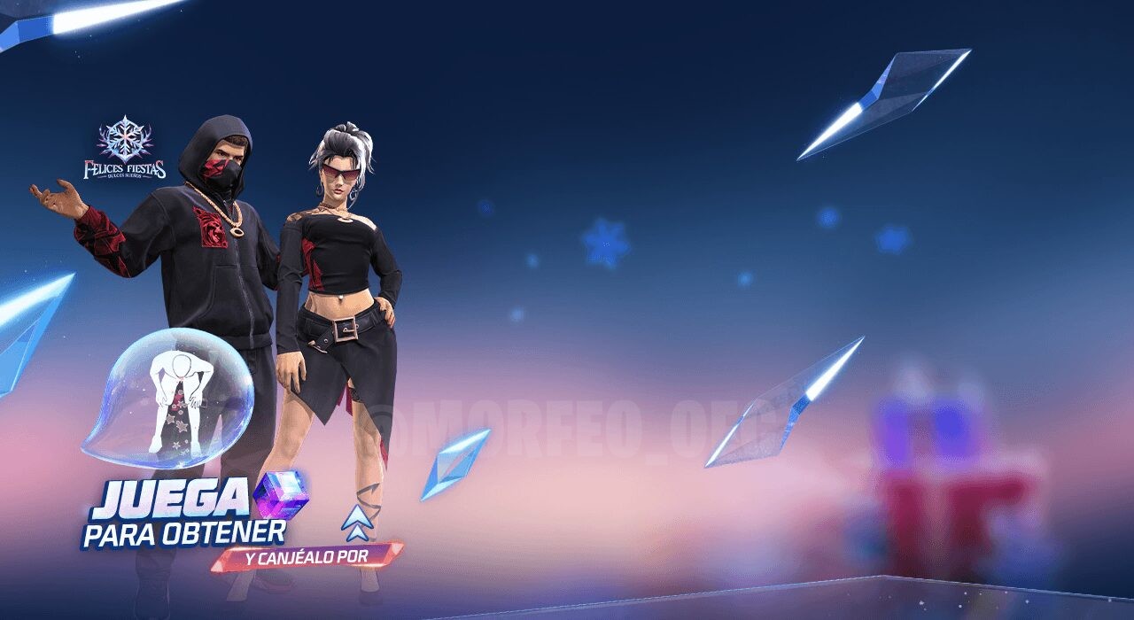 Imagem promocional do evento 'Ano Novo, Novo Cubo' em Free Fire. Destaca um personagem em uma pose dinâmica, segurando um to