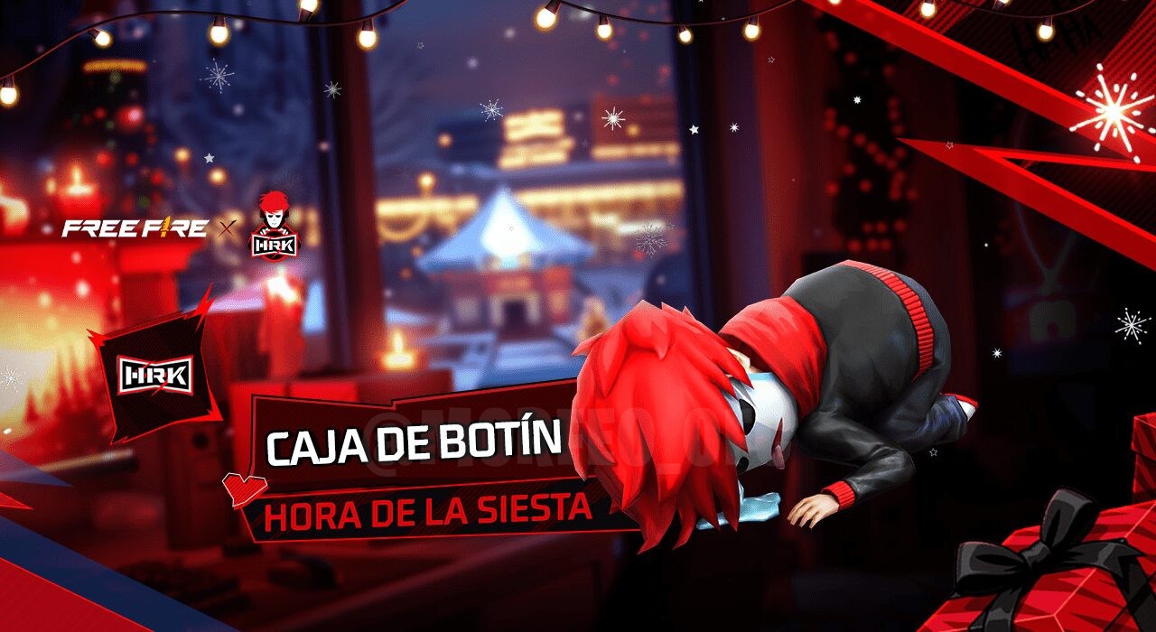 Imagem promocional do evento 'Última Oportunidade' em Free Fire, destacando a 'Caixa de Botim: Hora da Sesta'. A imagem apre