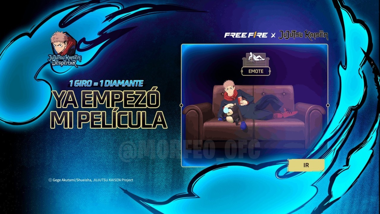 Imagem promocional da nova roleta mágica em Free Fire, destacando itens exclusivos disponíveis. No centro, vemos um emote a