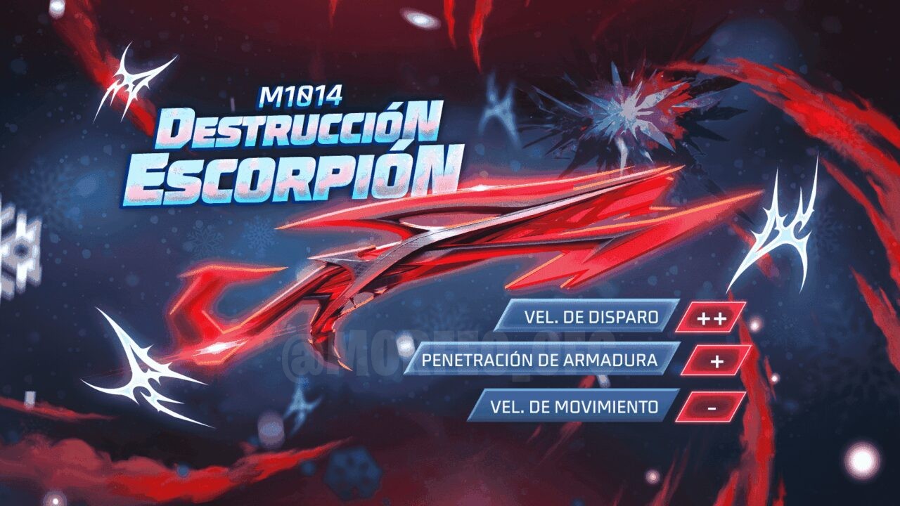 Imagem promocional da nova Roleta Mágica em Free Fire, destacando itens exclusivos disponíveis. No centro, a skin de arma M