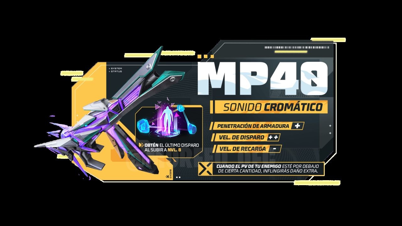 Imagem promocional do novo Faded Wheel no Free Fire, destacando como obter a skin de arma MP40 Chromasonic e a mochila Backpa