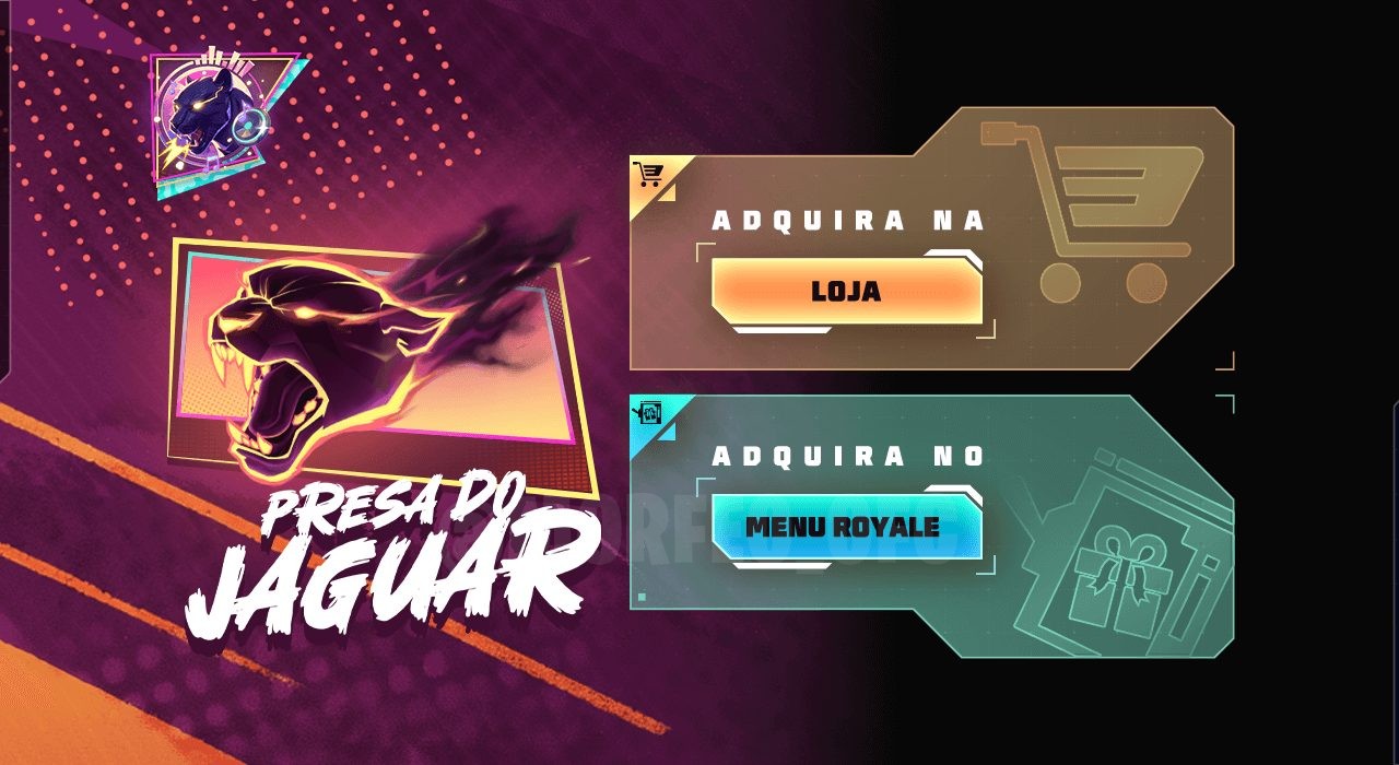 Na imagem, vemos a nova Torre de Tokens do Free Fire, um evento especial onde os jogadores podem adquirir tokens exclusivos.