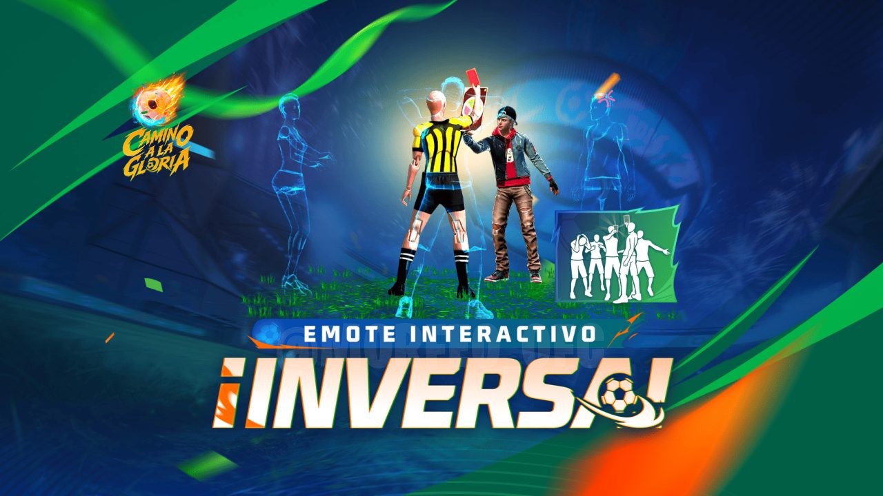 Imagem promocional da nova Roda Desbotada no Free Fire, exibindo os prêmios principais como o emote exclusivo, a penalidade