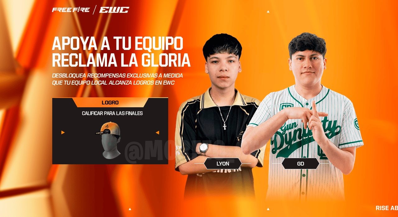 A imagem promocional do evento 'Hacia las Finales' no Free Fire destaca a competição rumo às finais do EWC 2026. Personage