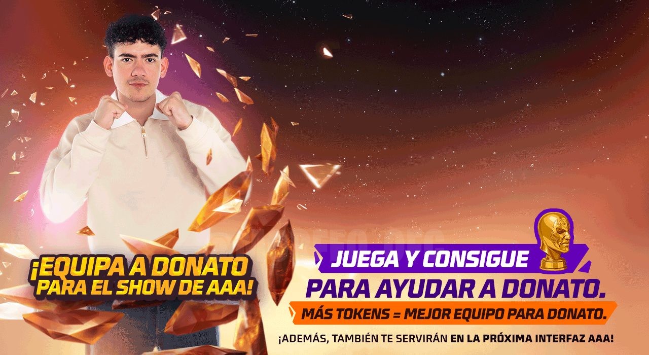 A imagem destaca o evento "Alimenta a Flama" no Free Fire, com um visual vibrante em tons de vermelho e laranja. Mostra um pe