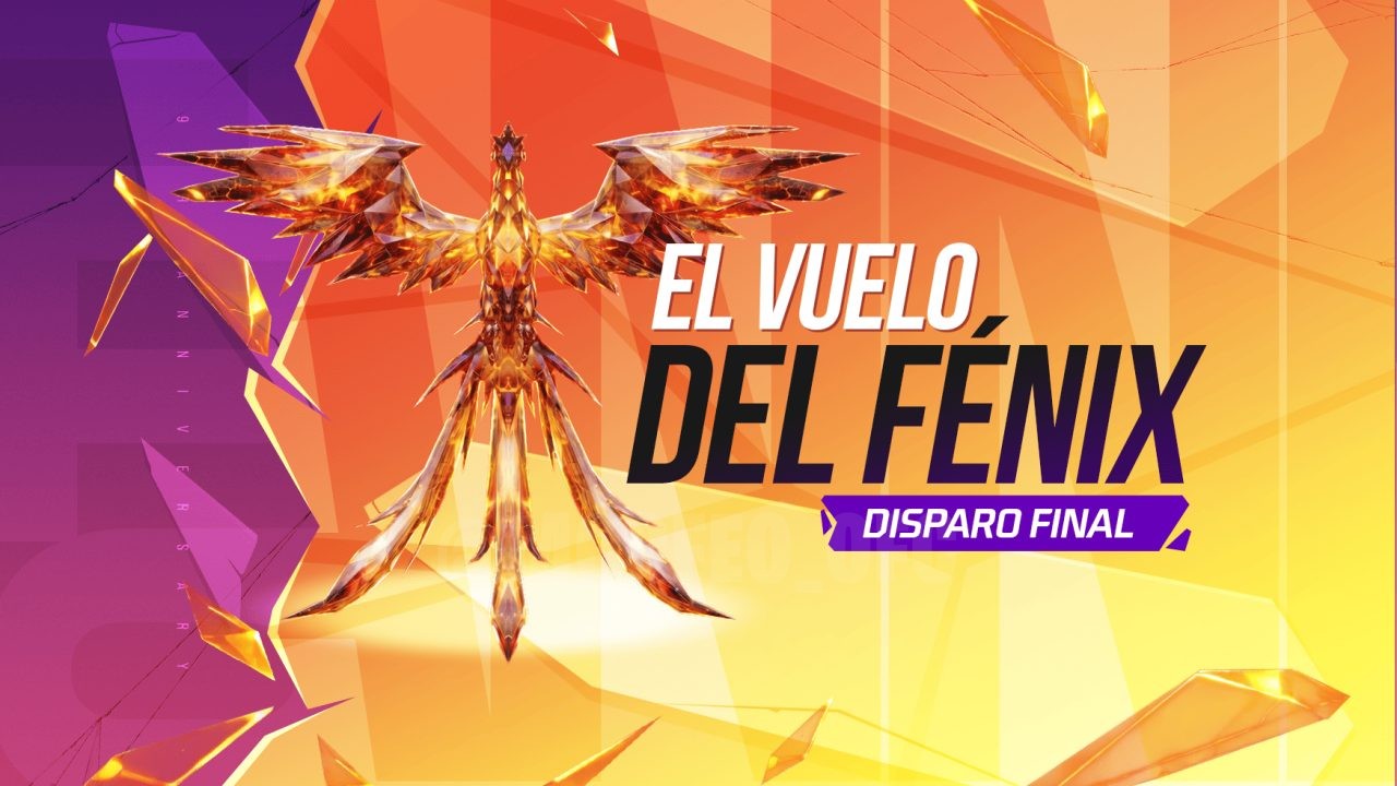 A imagem destaca a nova Roleta Mágica do Free Fire, exibindo os prêmios Disparo Final, o Voo do Fênix e a Mochila Lenda Si