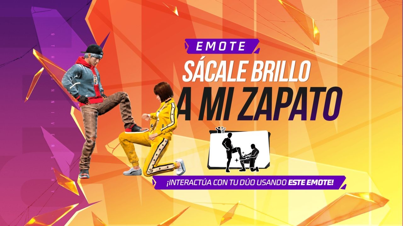 Imagem promocional da nova Roleta Mágica no Free Fire, exibindo recompensas exclusivas como o emote 'Sácale brillo a mi zap