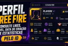 Imagem destacada do artigo Perfil Free Fire mostrando consulta de likes, XP, data de criação da conta e estatísticas do jogador.
